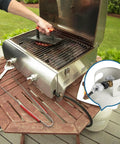 Universal 2 Feet Gas Grill Regulator And Hose For Propane Grills And Heaters All In One Easy Install Replacement in use on patio grill