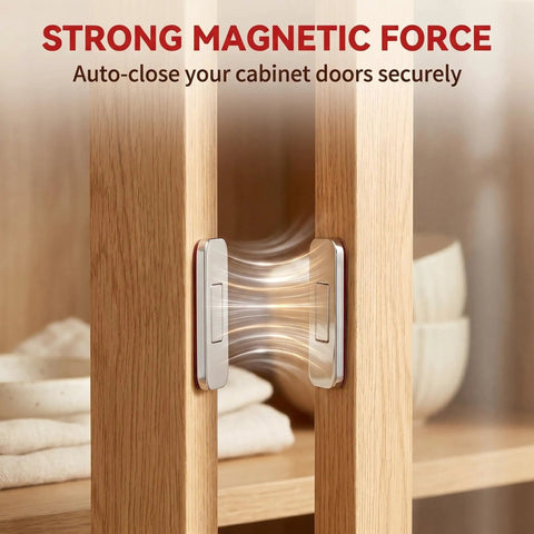 Strong magnetic force of 6 Pack No Drill Invisible Cabinet Catches With Rust Proof Stainless Steel Magnetic Latches
