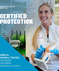 Blue Nitrile Exam Gloves 4 Mil Heavy Duty 1000 Count Bulk Box Powder Free Latex Free Chemical Resistant worn by a professional.