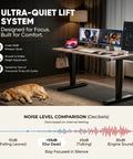 Furmax Maple Computer Desk 48 X 24 Inches Electric Height Adjustable Standing Desk With Memory Preset T-Shape Frame Ergonomic Sit Stand Workstation For Home Office And Study Room Anti Fatigue Design with dual monitors and dog.