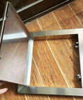 Stainless Steel Drywall Access Door With Slick Push Latch For No Sweat Ceiling Install flush mount panel open view