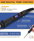 80W Heat Set Insert Tool Kit with rapid-heat soldering iron, LED display, anti-scald grip for 3D printing brass inserts