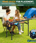 Aluminum Folding Camping Table With 3 Adjustable Heights Up To 27.5 Inches, 3 Foot Portable Picnic Table for Outdoors with food setup