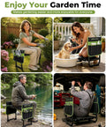 Garden Stool And Kneeler 7 Piece Set With Aluminum Tools Trowel Transplanter Cultivator Double Layer Tote Bag And Side Pouches Foldable Gardening Bench Kit A Must Have Gift For Women Moms Seniors Light Green used in various activities.