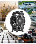 Tough As Nails Air Operated Double Diaphragm Pump Aluminum Body Nitrile Diaphragms 1 Inch Inlet Outlet 35 Gpm Flow 120 Psi Max Pressure For Quick Projects in industrial setting.