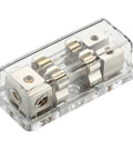 4 To 8 Gauge Car Audio Fuse Holder Fused Distribution Block Converts 4 Gauge In To Two 8 Gauge Out Includes Two 80 Amp Gold Plated Fuses