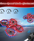 Mini Drone For Kids Beginners Toss To Go RC Quadcopter with LED lights in three speed modes flying outdoors with controller.