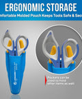TK 350 Fiber Optic Stripper And Kevlar Shears Kit with molded pouch showing tools secured in ergonomic storage case.