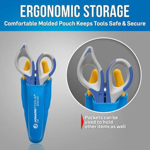 TK 350 Fiber Optic Stripper And Kevlar Shears Kit with molded pouch showing tools secured in ergonomic storage case.