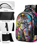Graffiti Alley Spaceman Printed Backpack For Everyday Use Unisex Large Capacity Daypack with durable polyester and smooth zipper