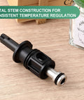 Side view of Dreyoo pull-and-turn tub/shower cartridge with metal stem; black plastic body, Pfister Avante compatible