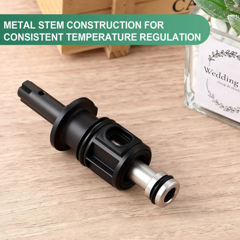 Side view of Dreyoo pull-and-turn tub/shower cartridge with metal stem; black plastic body, Pfister Avante compatible