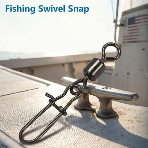 300 Pack Fishing Snap Swivels Tackle Barrel With Safety Snaps Beefed Up High Carbon Steel Nickel Coated For Saltwater And Freshwater Use Corrosion Resistant Long Lasting Two In One Rotating Fittings For Quick Replacement on boat cleat