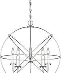 Sumerside 5 Light Chrome Chandelier With Sphere Design, 25.2 Inch Diameter, 11.81 Inch Height, Includes 5 Vintage Filament Bulbs, Edison Style 60W, Contemporary Ceiling Light For Dining Room Or Living Areas
