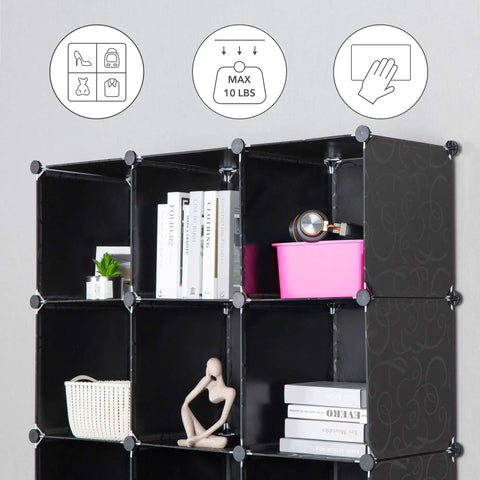 Modular Wardrobe Closet System With Portable Clothes Rack And Dresser, 12 Cube Cubby Storage Organizer for Bedroom, DIY Cabinet