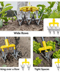 Heavy Duty Rotary Cultivator with Extra Large Tines and 74 Inch Long Handle for soil preparation in garden beds and tight spaces