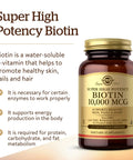 Biotin 10000 MCG Vegetarian Capsules For Energy Metabolism And Healthy Skin Nails Hair Super High Potency Non GMO Vegan Gluten Free Dairy Free Kosher Unflavored 120 Count bottle