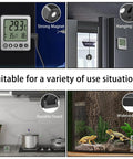 Two Pack Fridge And Freezer Thermometer With Extra Sensor Digital Temperature Alarm Indoor Outdoor Display High And Low Alerts 1.5 Meter Probe Black For Home Kitchen Use, magnetic and hanging