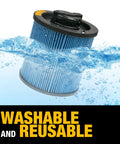 HEPA Vacuum Filter Replacement DXVC6912 For 6-16 Gallon Wet Dry Shop Vacuums shown submerged in water, washable and reusable