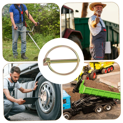 Heavy Duty Lynch Pin Assortment Kit 10 Pcs Clip Hardware For Tractors And Farm Equipment 3 16 Inch Pins With Easy Storage Lock In Place And Stay Put Wide Application Durable Farm Gear in use with tractor, trailer, mower, and truck
