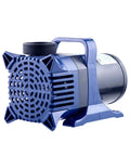 Blue submersible pond pump with top threaded outlet and carrying handle for fountains and waterfalls