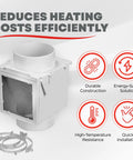 No Brainer Extra Heat Dryer Saver For 4 Inch Ducts With Two 4 Inch Plastic Clamps, energy-saving solution in white.