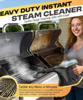 Get Your Home Sparklin' Fast With This Heavy Duty Handheld Steam Cleaner, cleaning grill surfaces with steam.