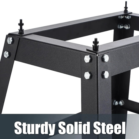 Pro Grade Stand For 10 Inch Band Saw, Heavy Duty Steel Frame Weighing 12.5 Lbs, close-up of steel frame with bolts