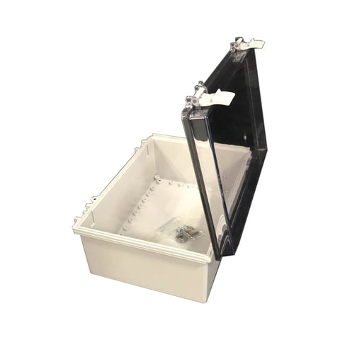 Rugged Plastic Outdoor Enclosure Box With IP66 And NEMA 1 2 4 4X Rating open lid view