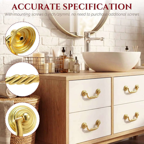 Six Pack 4.5 Inch Center To Center Drawer Pulls Antique Drop Bail Handles Vintage Style Gold Finish For Cabinet Cupboard Dresser