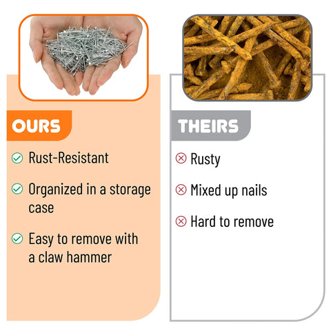 Massive Stash Of 1200 Top Shelf Silver Nails In Four Practical Sizes Perfect For Hanging Wall Art Patching Drywall And Knocking Out Quick DIY Repairs Around The House Or Workshop Any Day