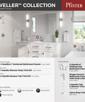 Weller Collection Polished Chrome Single Handle Shower Trim Kit With Multi Function Shower Head in bathroom setting.