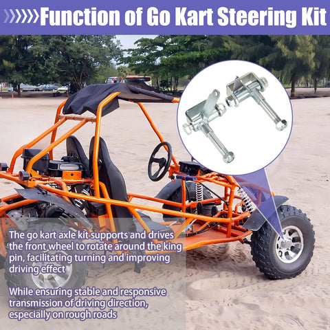 Go Kart Steering Spindle Bracket Set With Five Eighths Inch Axle And Rod End Ball Joint, Three And Three Quarters Inch Mount