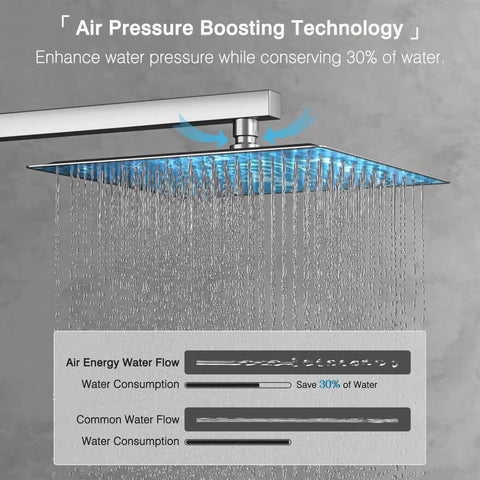 10 Inch Rain Shower Head System With Handheld Spray, high pressure wall mounted brushed nickel with air pressure boosting technology