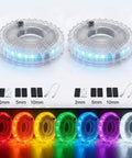 Rechargeable Bike Wheel Lights With Nine Colors And Twenty One Lighting Modes LED Bicycle Tire Lights on display