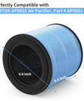 4-Pack Replacement Air Filter For AP0601 Purifier, Fits AIRTOK AP0601 And AP0601-RF Like A Boss with dimensions