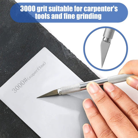 3000 grit whetstone sharpening a tool, part of Three Piece Diamond Sharpening Stone Set With 1000 2000 3000 Grit For Kitchen Knives Fast Honing Whetstone To Restore Dull Edges Durable Diamond Plate Sharpening Stone For Home Use