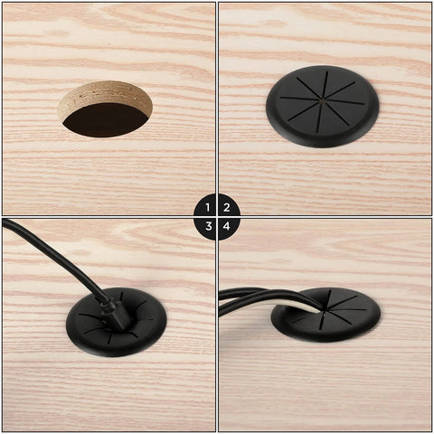Two Inch Desk Grommet Black For Cables Flexible Cable Grommet Pack Of Five fits two inch holes on desk surface