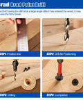 Do-It-All Countersink Drill Bit Set For Woodworking showing step-by-step drilling process in wood