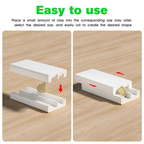 Pro Grade Polymer Clay Bead Roller Can Type Hand Roller For 10mm And 13mm Beads in use on wooden surface
