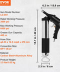 6000 PSI Air Powered Grease Gun with 14 oz Load, 18.5 Inch Hose, Flat and Pointed Couplers, for Cars and Tractors
