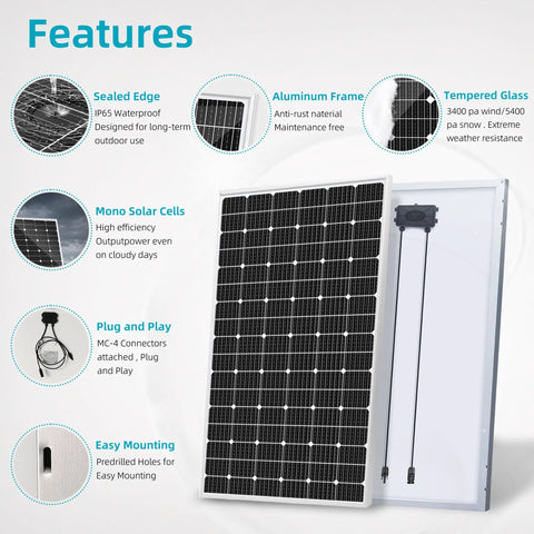 Kick Back And Power Your Whole Spot With This Solid Plug And Play Off Grid Solar Kit Featuring Six 350 Watt Panels with aluminum frame and tempered glass.