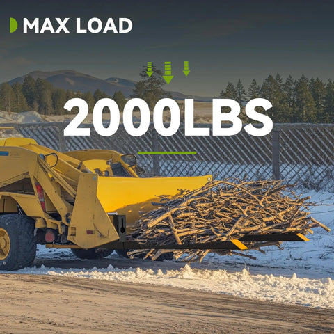 60 Inch Clamp On Pallet Forks For Tractor Bucket Built Tough With 2000lbs Capacity carrying branches in the snow