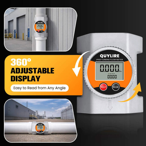 3 Inch Waterproof Outdoor Ready Water Flow Meter IP68 Digital Inline Fuel Flowmeter with NPT Thread installation and display focus