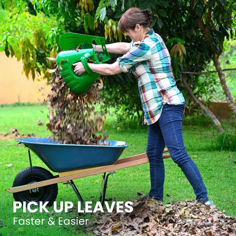 Woman using Big Leaf Scoops For Fast Leaf Cleanup Ergonomic Handheld Rakes With Oversize Claws For Lawn Debris Works Wet Or Dry Protective Guard