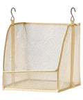 Premium Hanging Closet Organizer With Ultra Soft Fabric Shelves designed as a slick space saver in cream fabric for storage.