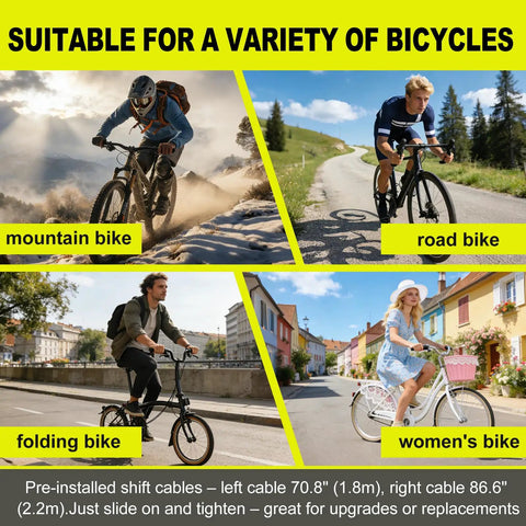 Variety of bicycles suitable for 18 Speed MTB Shifter Set Left And Right Twist Shifters With Gear Cables And Non Slip Rubber Grips