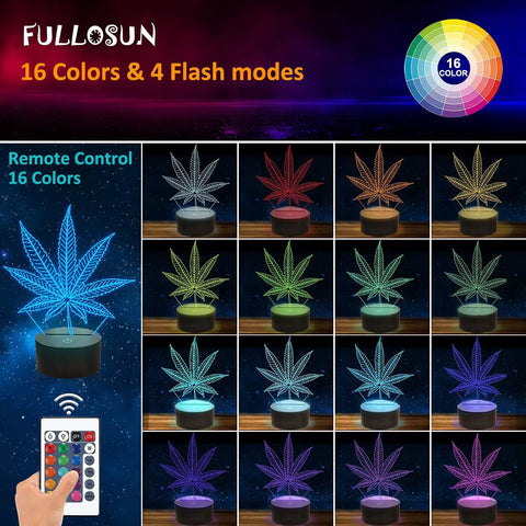 3D Illusion Night Light With Remote, 16 Color Changing LED Lamp For Table Desk And Bedroom Decor, Optical Acrylic Visual Lamp