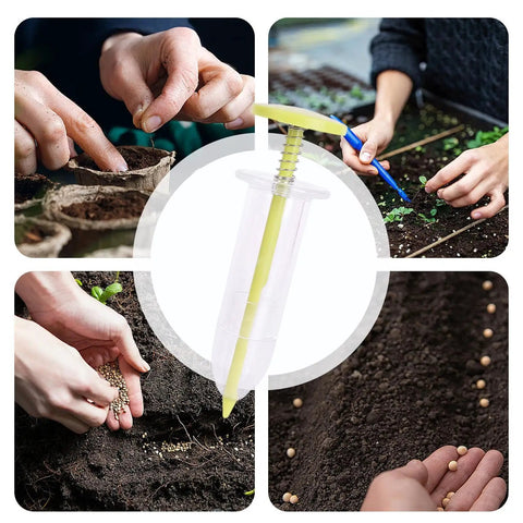 Handheld Seed Planter Tool For Seedlings With Ergonomic Dibber And Spreader, Durable ABS Construction used in garden planting