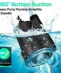 Powerful Submersible Sump Pump 1/3 HP 2400 GPH With 3/4 Inch GHT Garden Hose Thread demonstrating 360° bottom suction in water